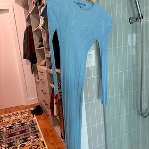 Zara Blue Ribbed Sweater Dress (size s)